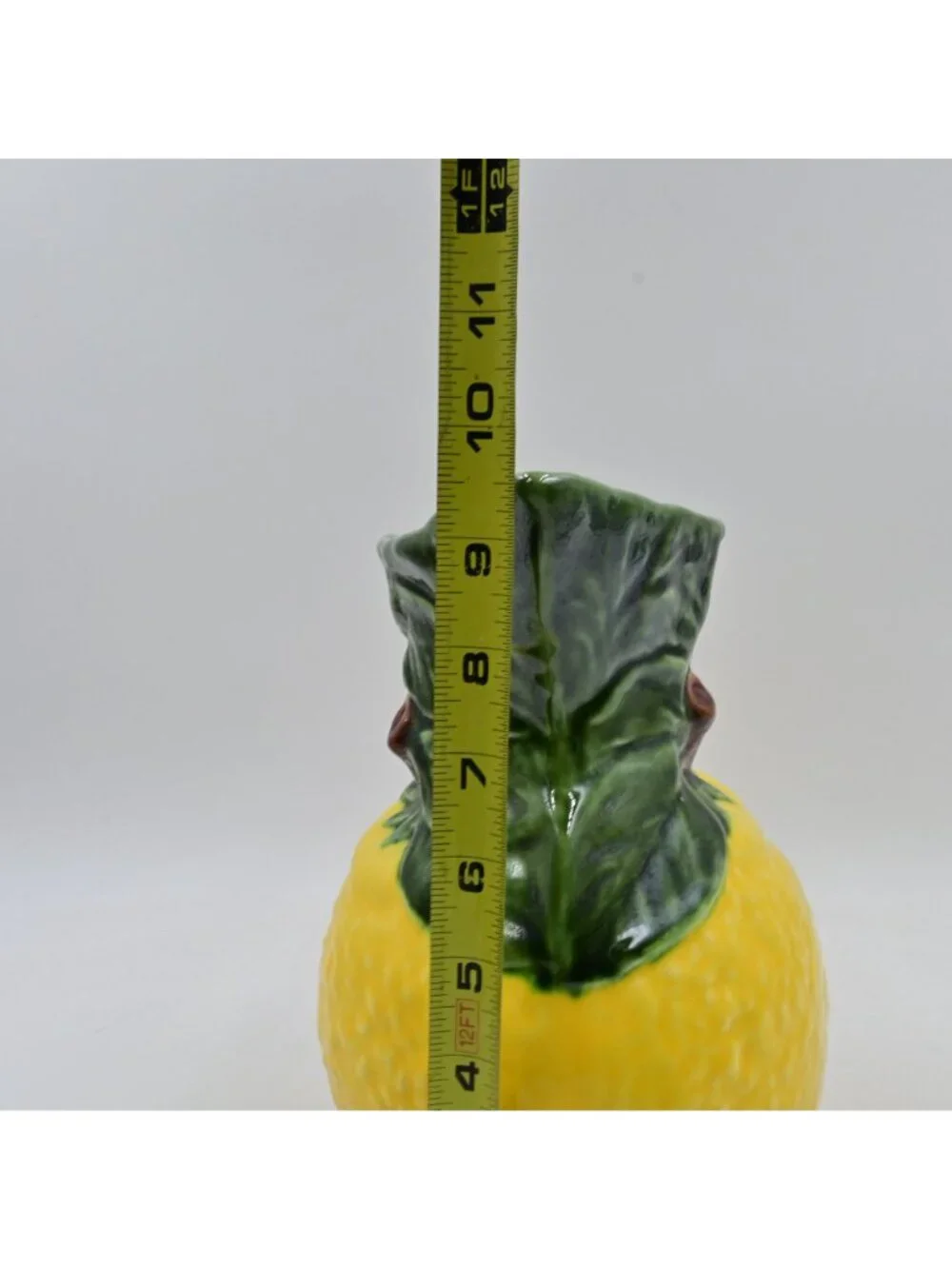Olfaire Portugal Lemon Ceramic Pitcher Vintage Majolica Yellow Citrus Juice Jug